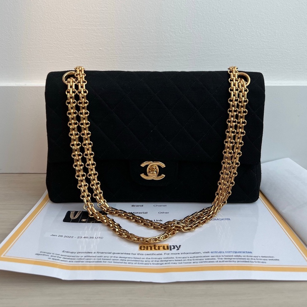 Chanel Medium Jersey 24 Kt Double Flap Bag